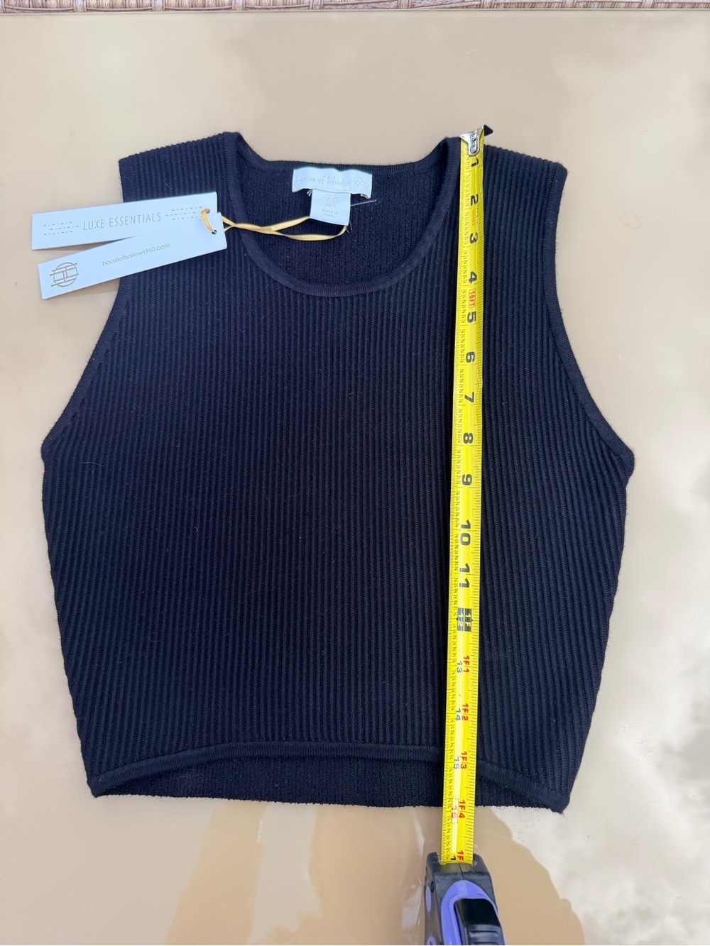 House of Harlow 1960 Black Ribbed Tank Top - Picture 4 of 6